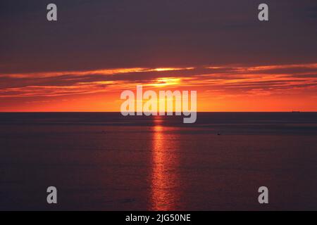 Sunset over Lake Erie in Lakewood Ohio Stock Photo