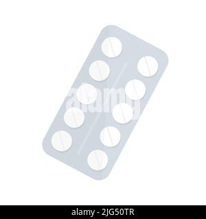 White package with tablets, blisters pack medicines mock up vector template. Painkillers, antibiotics, vitamins, aspirin tablets for your design Eps 1 Stock Vector