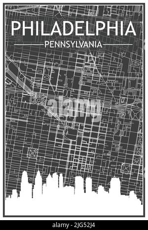 Vector illustration of the famous Philadelphia streets and avenues road ...