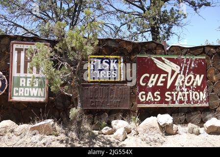 Wall of tin signs Stock Photo