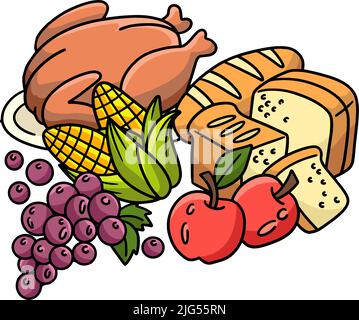 Thanksgiving Feast Cartoon Colored Clipart Stock Vector