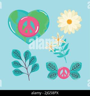 five international peace day icons Stock Vector