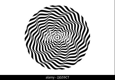 Black swirl line on white background, Spiral Swirl Radial Hypnotic Psychedelic illusion rotating background Vector black and white quality vector illu Stock Vector