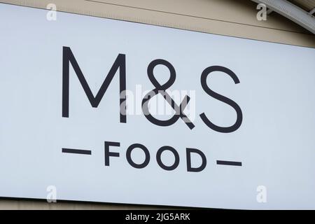 M&S Food logo,. Marks and Spencer. Stock Photo