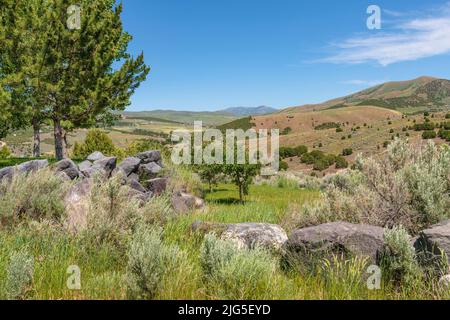 Hilly landscape around the city of Pocatello Idaho state Stock Photo ...