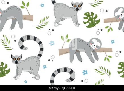 Seamless pattern with jungle animals Stock Vector
