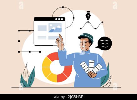 Designer developing new project Stock Vector