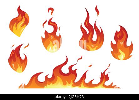 Set of icons with different fire Stock Vector