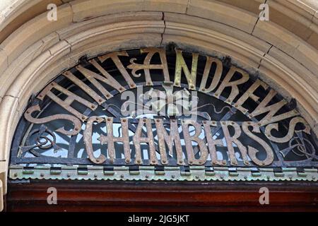 Saint Andrews Chambers, 21 Albert Square, Manchester, England, Stock Photo