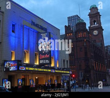 Palace Theatre, Kimpton (Refuge Insurance Building) Oxford Road Manchester , at night, England, UK, Stock Photo