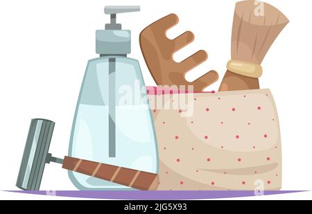 Eco zero waste sorting composition with view of only organic cosmetic goods for men vector illustration Stock Vector