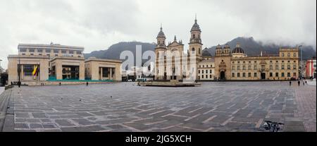 Panoramic view of the Plaza de Bolivar in Bogotá on a cloudy morning, Bogotá, Colombia, July 6, 2022 Stock Photo