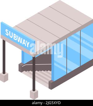 City subway entrance and stairs down isometric 3d icon vector illustration Stock Vector