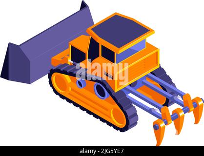 Isometric road construction roller composition with isolated image of ...