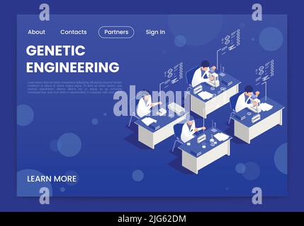Genetic engineering isometric page design with laboratory research ...