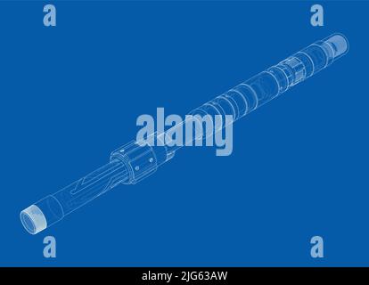 Outline drawing or sketch of cylindrical device Stock Vector