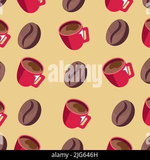 pattern of coffee cups with grains vector illustration design Stock ...