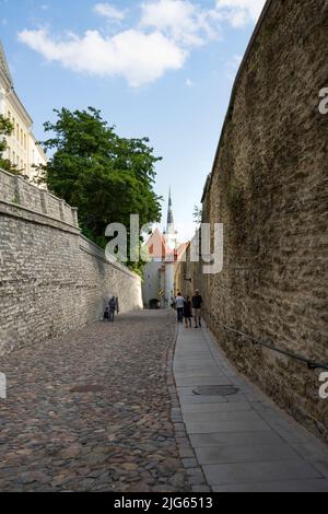 Tallinn, Estonia. July 2022.  view of the road that climbs the Toompea hill in the old town Stock Photo