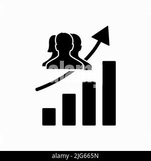 Audience Growth Bar Chart icon. Vector illustration style is flat iconic symbol, black color, transparent background. Designed for web and software in Stock Vector