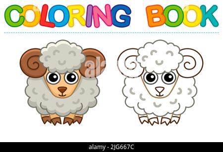 Sheep and Shepherd Coloring Page · Creative Fabrica