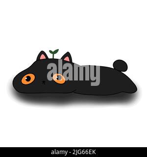 Black cat lies and blurs on the floor Stock Vector