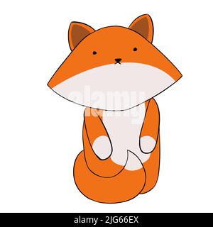 The fox stands on its hind legs with its tail in front Stock Vector