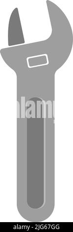 Adjustable wrench grey hand tool on white background Stock Vector