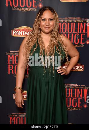 Los Angeles, USA. 07th July, 2022. Tracie Thoms walking on the red carpet opening night of 'Moulin Rouge! The Musical' at the Pantages Theatre in Los Angeles, CA on July 7, 2022. (Photo By Scott Kirkland/Sipa USA) Credit: Sipa USA/Alamy Live News Stock Photo