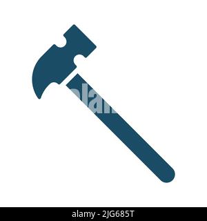 High quality dark blue flat hammer icon. Pictogram, icon set, illustration. Useful for web site, banner, greeting cards, apps and social media posts. Stock Photo