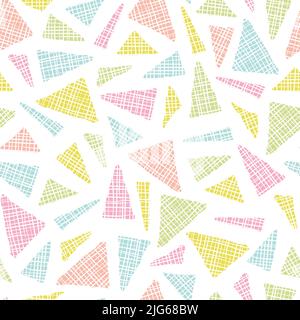 Abstract fabric triangles seamless pattern background, hand drawn doodle style, great for textiles, banners, wallpapers, packaging Stock Vector