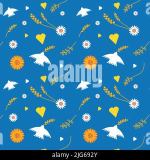 Support Ukraine pattern seamless. Peace, no war. Stock Vector
