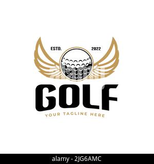 Golf ball wing illustration logo design and modern golf club vector suitable for sports club training business Stock Vector