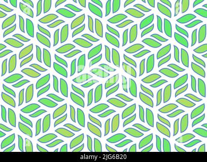 abstract green blue rectangle, retro styled leaf pattern, geometric texture background, illustration, natural line art Stock Photo