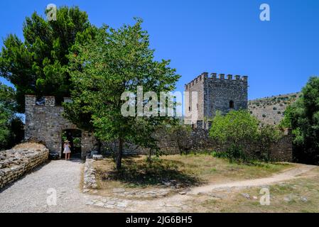 Butrint, Ksamil, Albania - The Venetian castle on the acropolis in ancient Butrint, World Heritage ruined city of Butrint. Stock Photo
