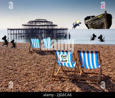 London UK, 6th July 2022. Boris Johnson faces a hostile audience at PM's question time parliament 'Isn't this the first recorded case of the sinking ships fleeing the rat' asked  Keir Starmer Stock Photo