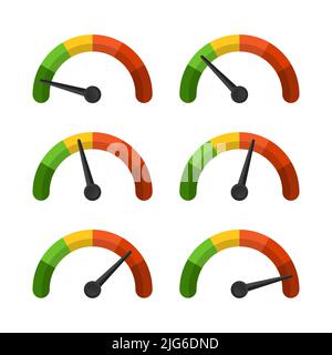 speedometer 6 different position icon vector for graphic design, logo, website, social media, mobile app, UI Stock Vector