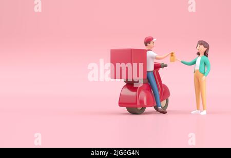 Isolated Delivery Food. 3D render Stock Photo