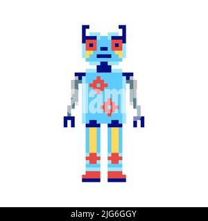 Robot in pixel art style Stock Vector