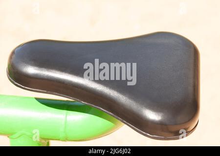 Black bicycle saddle trainer close up Stock Photo