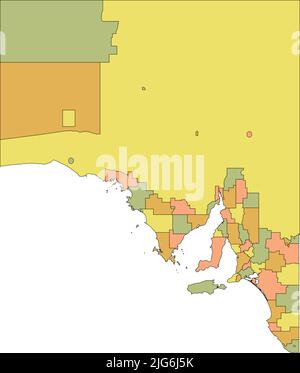 Pastel map of local government areas of SOUTH AUSTRALIA Stock Vector