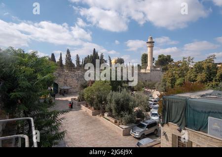 Touring the Promenade on the Ramparts of the Walls of the Old City of Jerusalem Stock Photo