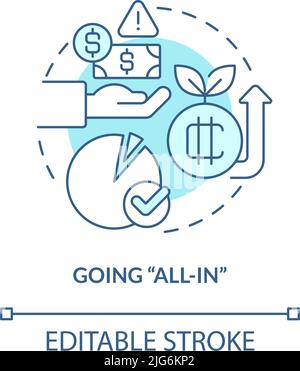 Going all in turquoise concept icon Stock Vector