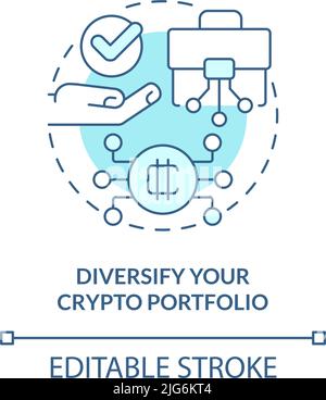 Diversify your crypto portfolio turquoise concept icon Stock Vector