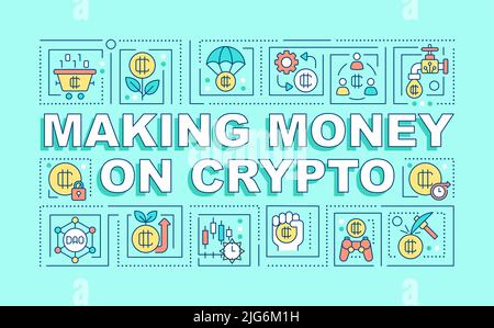 Making money on crypto word concepts turquois banner Stock Vector
