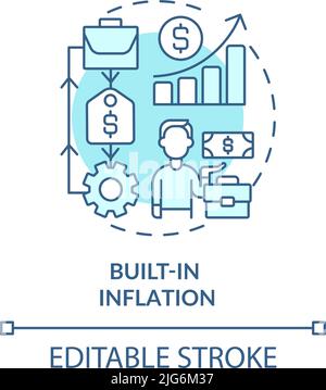 Built in inflation turquoise concept icon Stock Vector