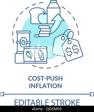 Cost push inflation turquoise concept icon Stock Vector