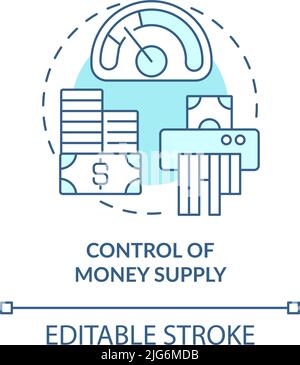Control of money supply turquoise concept icon Stock Vector