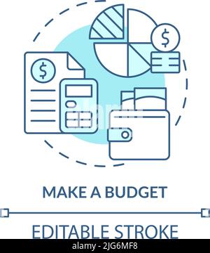 Make budget turquoise concept icon Stock Vector