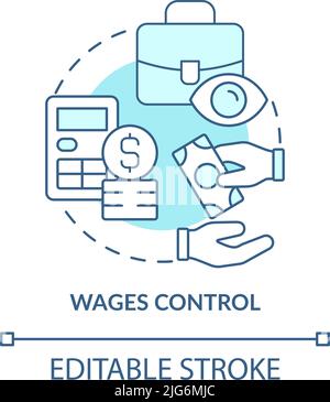 Wages control turquoise concept icon Stock Vector