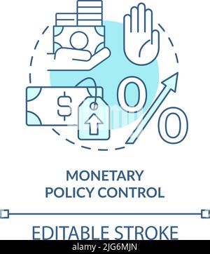 Monetary policy control turquoise concept icon Stock Vector